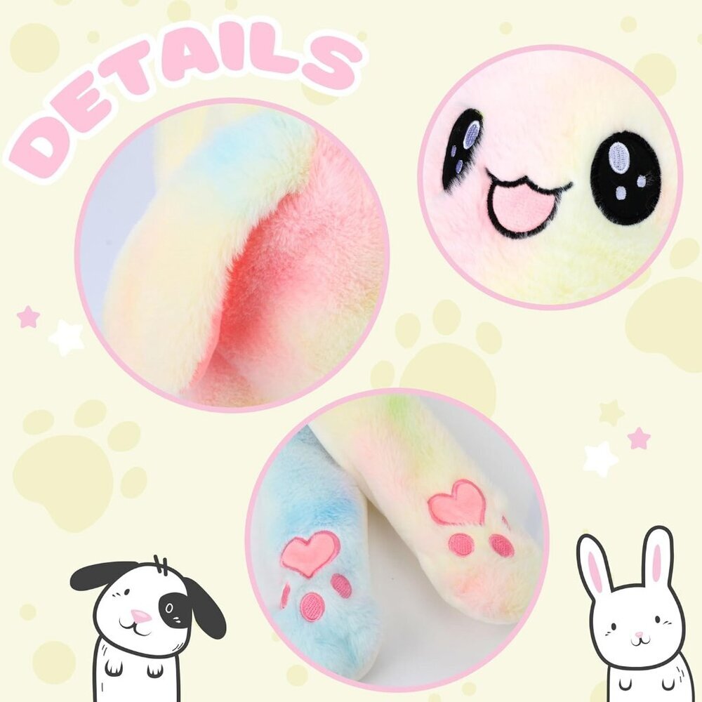 Kids rainbow Animal Hat with Ears Moving Jumping Pop Up Beating Plush Holiday - Picture 5 of 9